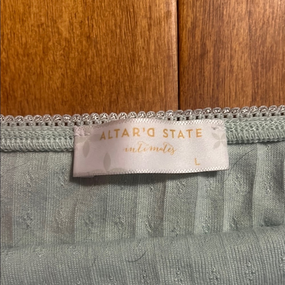 Altar’d State Sage Green Camisole Pajama Top Size L Coquette Pastel Scalloped - Picture 2 of 7